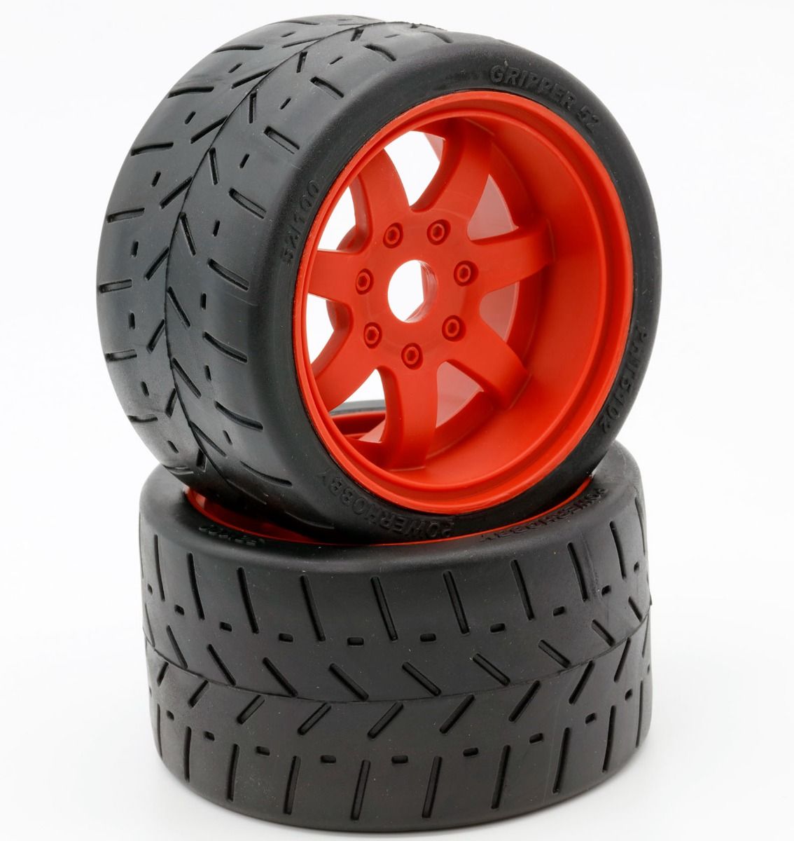POWER HOBBY PHT5102R 1/8 Gripper 54/100 Belted Mounted Tires 17mm Red Wheels
