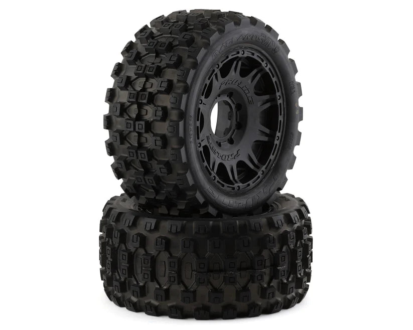 PROLINE 10198-11 1/6 Badlands MX57 Front/Rear 5.7” Tires Mounted on Raid 8x48 Removable 24mm Hex Wheels (2): Black
