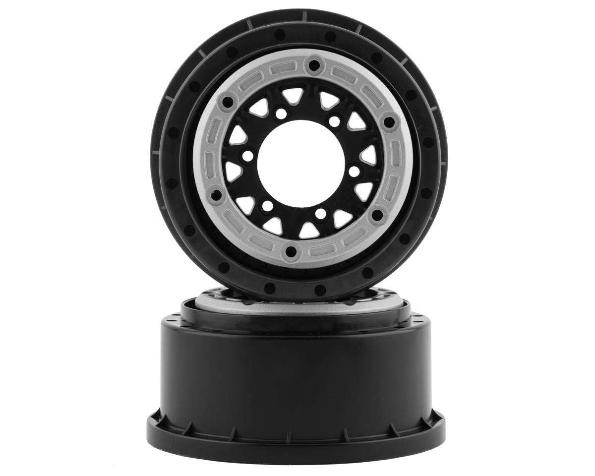 PROLINE 2811-03 Pro-Line Raid Bead-Loc 2.2/3.0" Short Course Wheels (Silver/Black) (2) w/12mm & 14mm Removable Hex