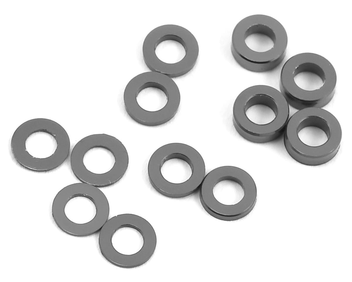 PROTEK PTK-8376 Aluminum Ball Stud Washer Set Grey (12) 0.5mm 1.0mm & 2.0mm