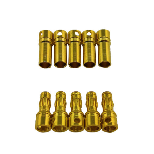 RACERS EDGE 1663 3.5mm Gold Plated Banana Plugs, Male & Female (5 pair)