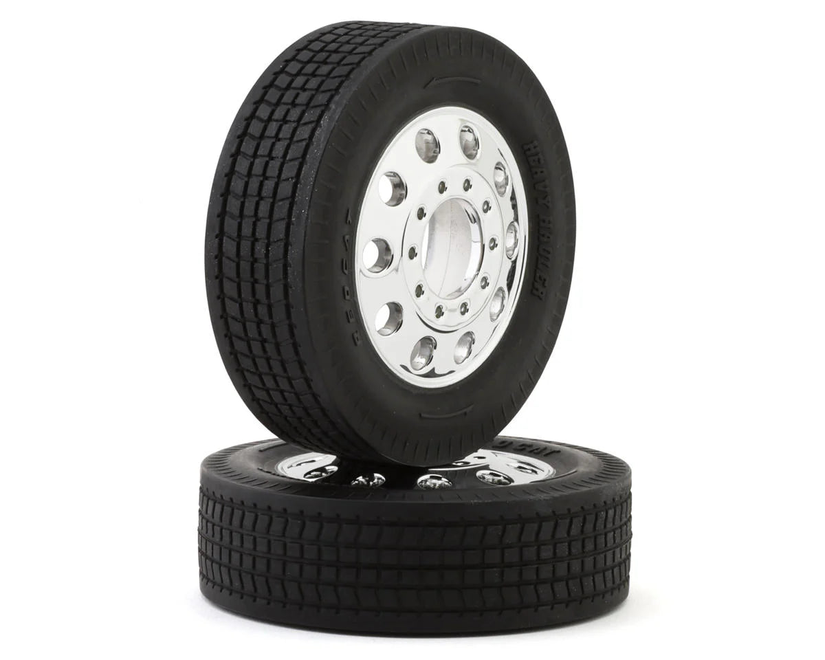 REDCAT RER24112 Custom Hauler Front Pre-Mounted Tires (Chrome) (2)