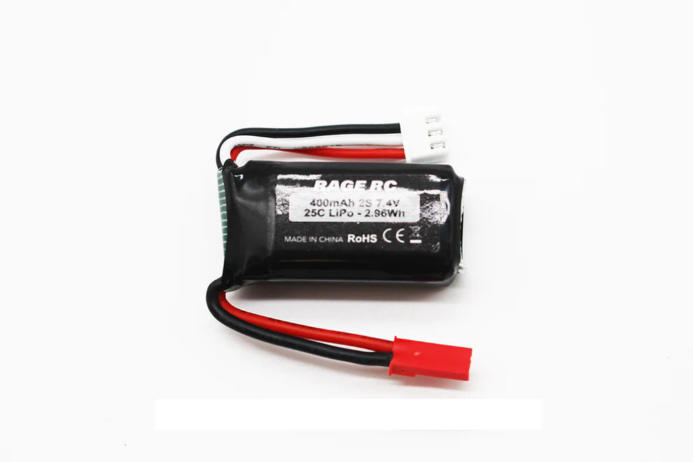 RAGE RC RGRA1631 2S 7.4V 400mAh LiPo with JST Plug; P-51D BL