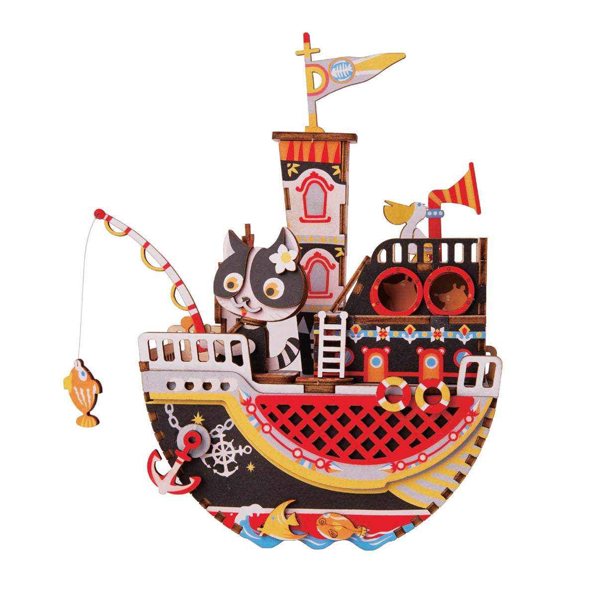 ROBOTIME AMD42  DIY Music Box; Fishing Kitty