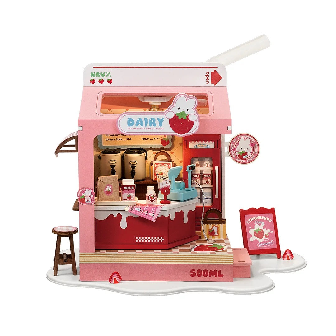ROBOTIME DS034 Rolife Food Box Shop, Strawberry Milk Box