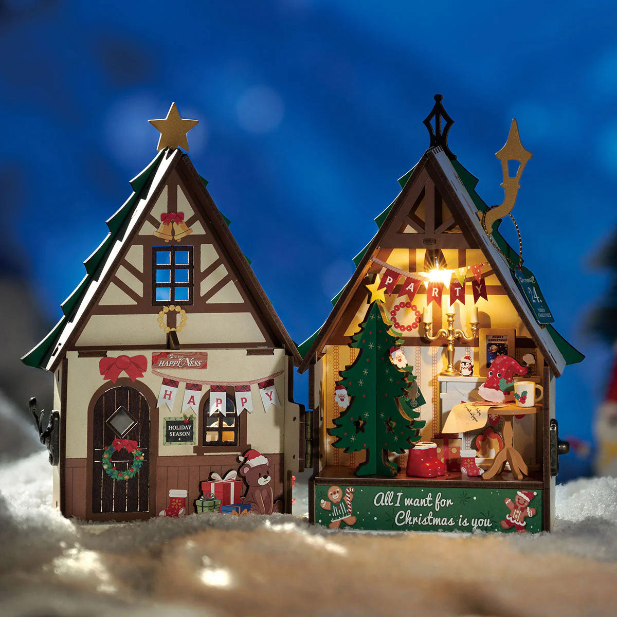 ROBOTIME DS036 Twinkling Christmas House, Super Mini Houses - Little Warm Spaces