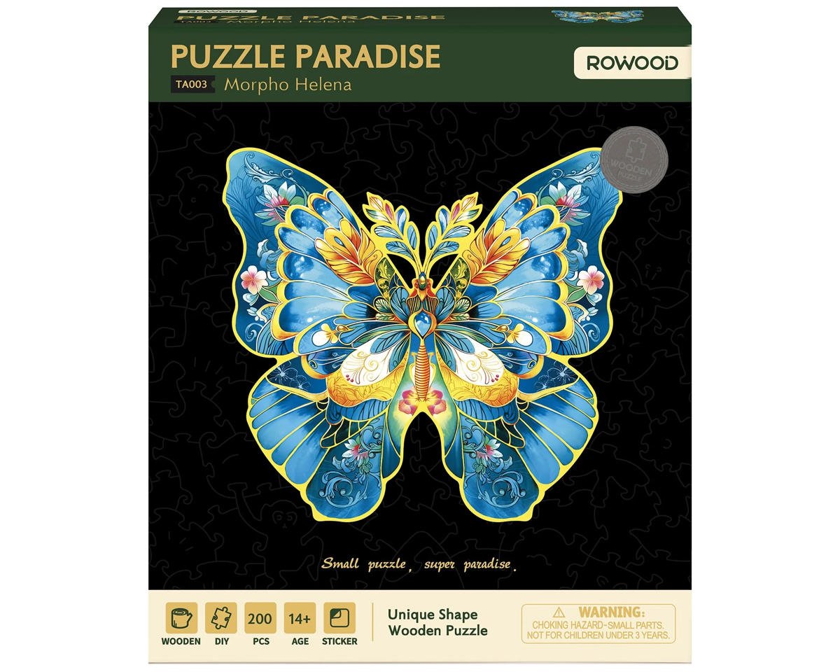 ROBOTIME TA003 Rowood Morpho Helena Butterfly Wooden Jigsaw Puzzle (200pcs)