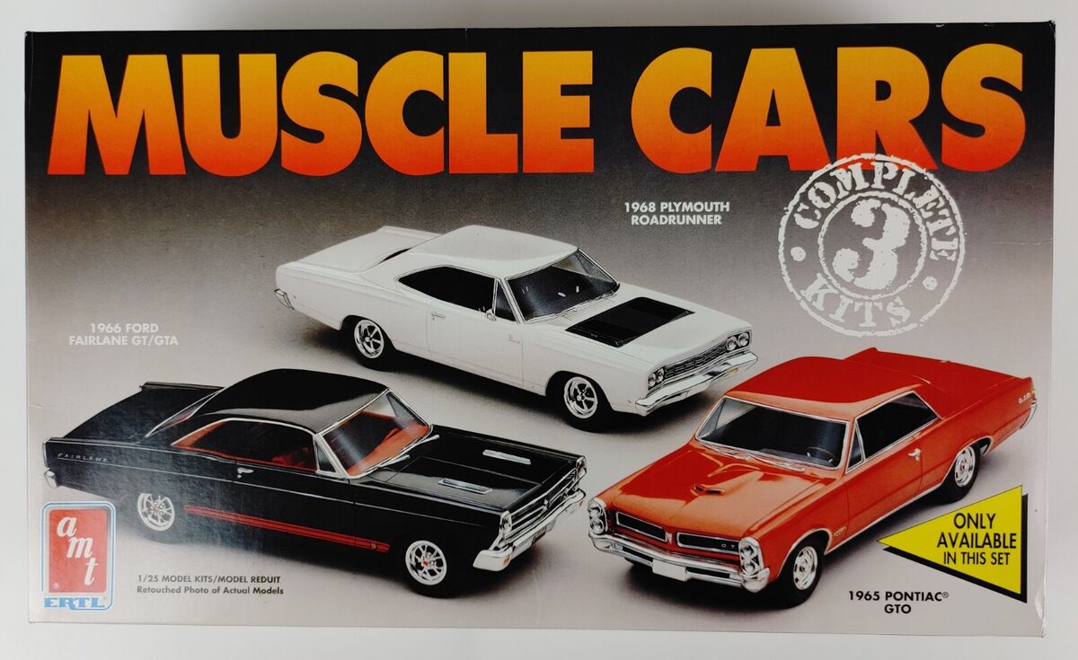AMT 8123 Muscle Cars 3 Model Kits 65 GTO 66 Fairlane 68 Roadrunner (new sealed)