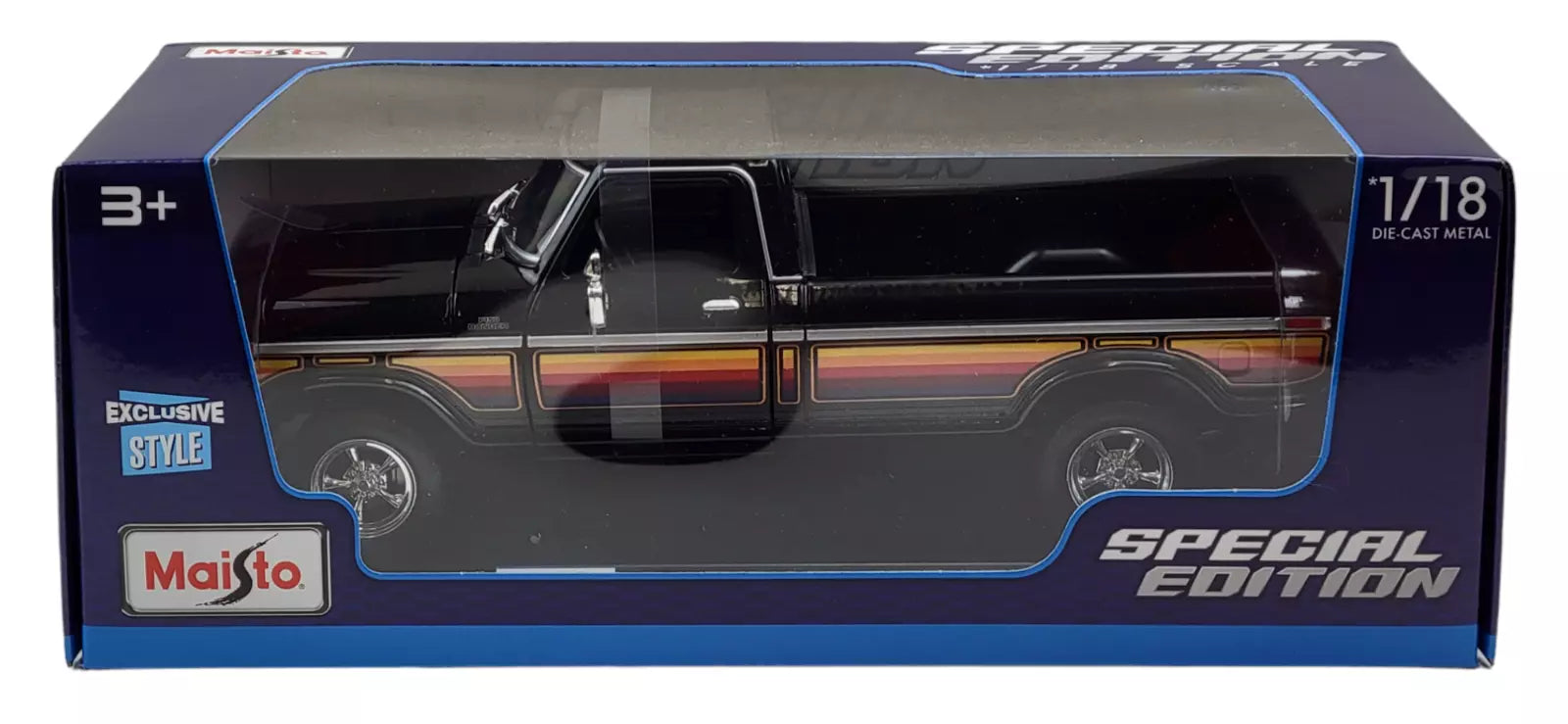 Maisto 31462 1/18 Scale 1979 Ford F150 Ranger Pick-Up Truck Diecast Model - Black