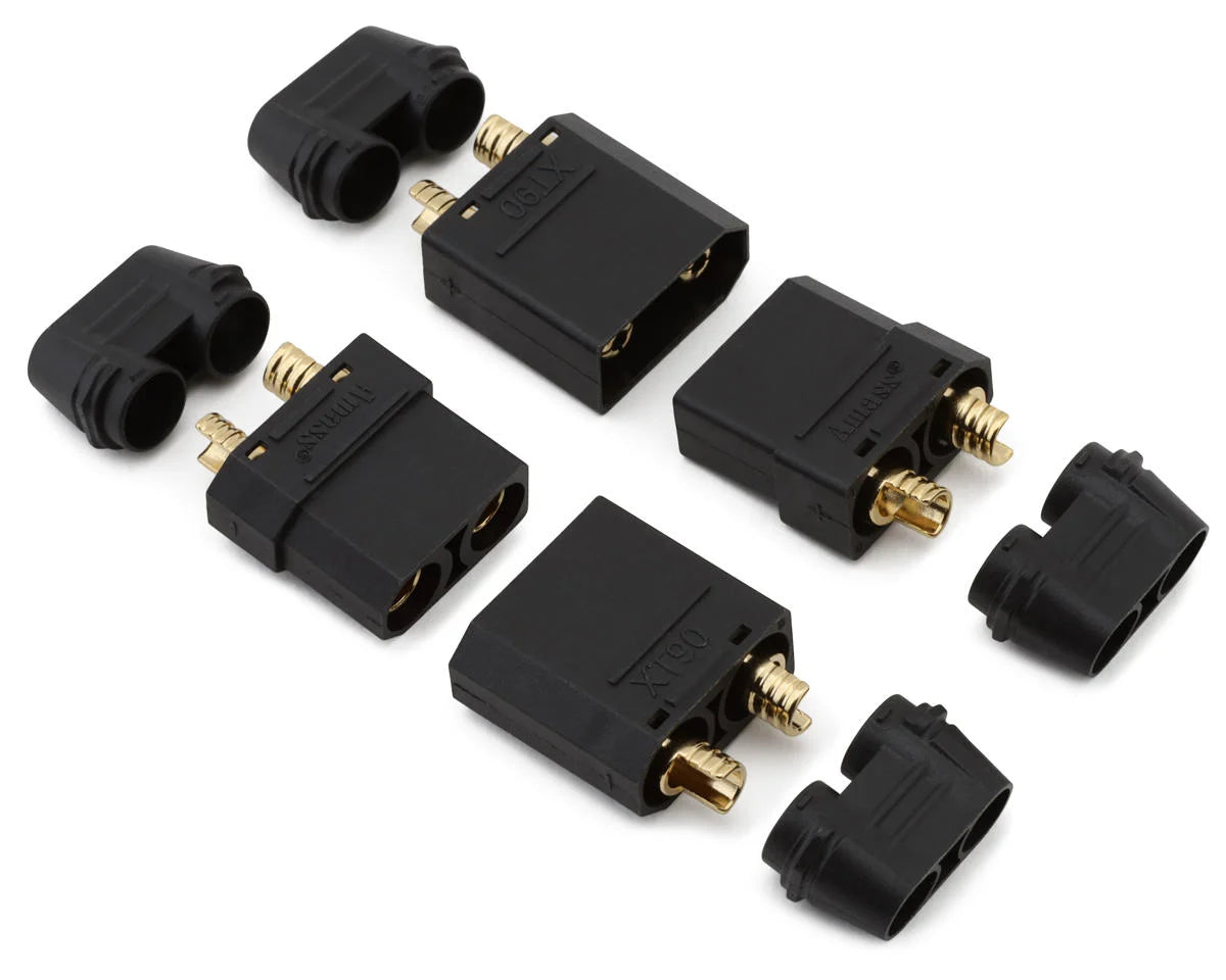 SAMIX SAMCXT90-002BK XT90 Connectors (Black) (2 Male/2 Female) w/Wire Covers