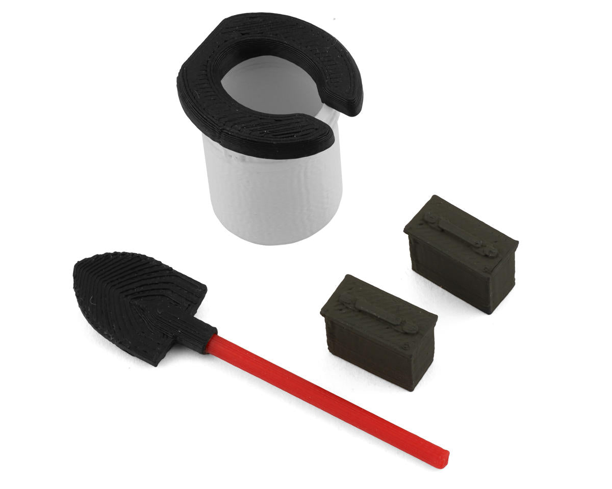 SCALE BY CHRIS SBCTR04 Scale By Chris TRX4M 1/18 Bundle w/2 Ammo Cans, Shovel & Camping Loo (Miniature Scale Accessory)