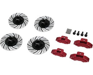 HOT RACING TRF10P202 Aluminum Brake Disc w/ Red Calipers, for Traxxas 4-Tec 2.0
