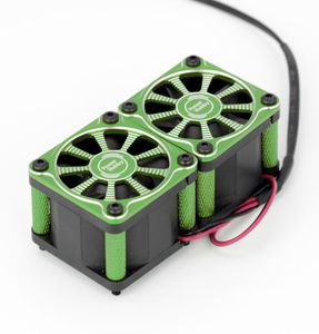 POWER HOBBY PHF116GREEN Twister Twin / Dual 40mm 1/8 1/5 Motor Aluminum Cooling Fan - Green