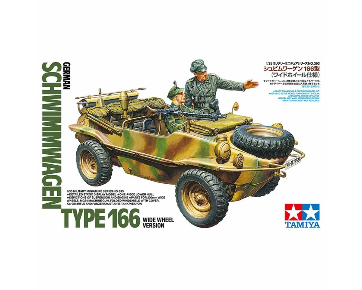 TAMIYA 35393 1/35 German Schwimmwagen Type 166 Plastic Model Kit (Wide Wheel Version)