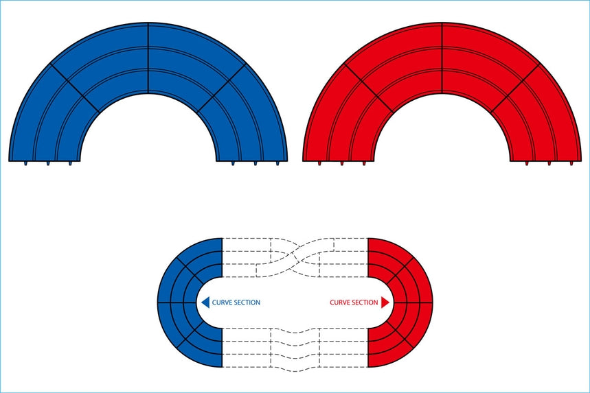 TAMIYA 69578 Japan Cup Junior Circuit Curve Section Set, Blue/Red, 4pcs