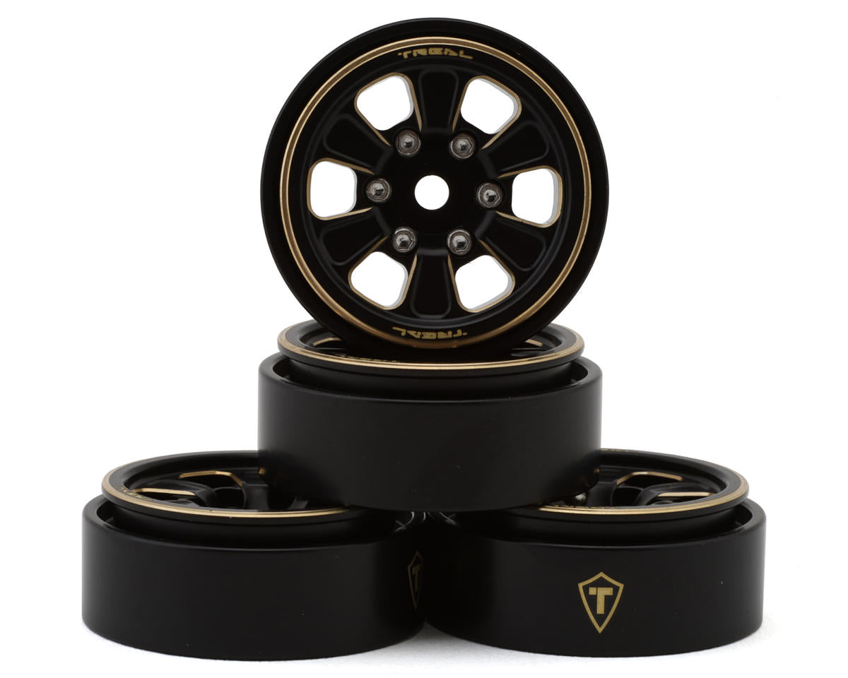 TREAL X003FMJ1V5 TLHTSCX24-111  Type B 1.0" 6-Spoke Brass Beadlock Wheels (Black) (4) (38.7g)