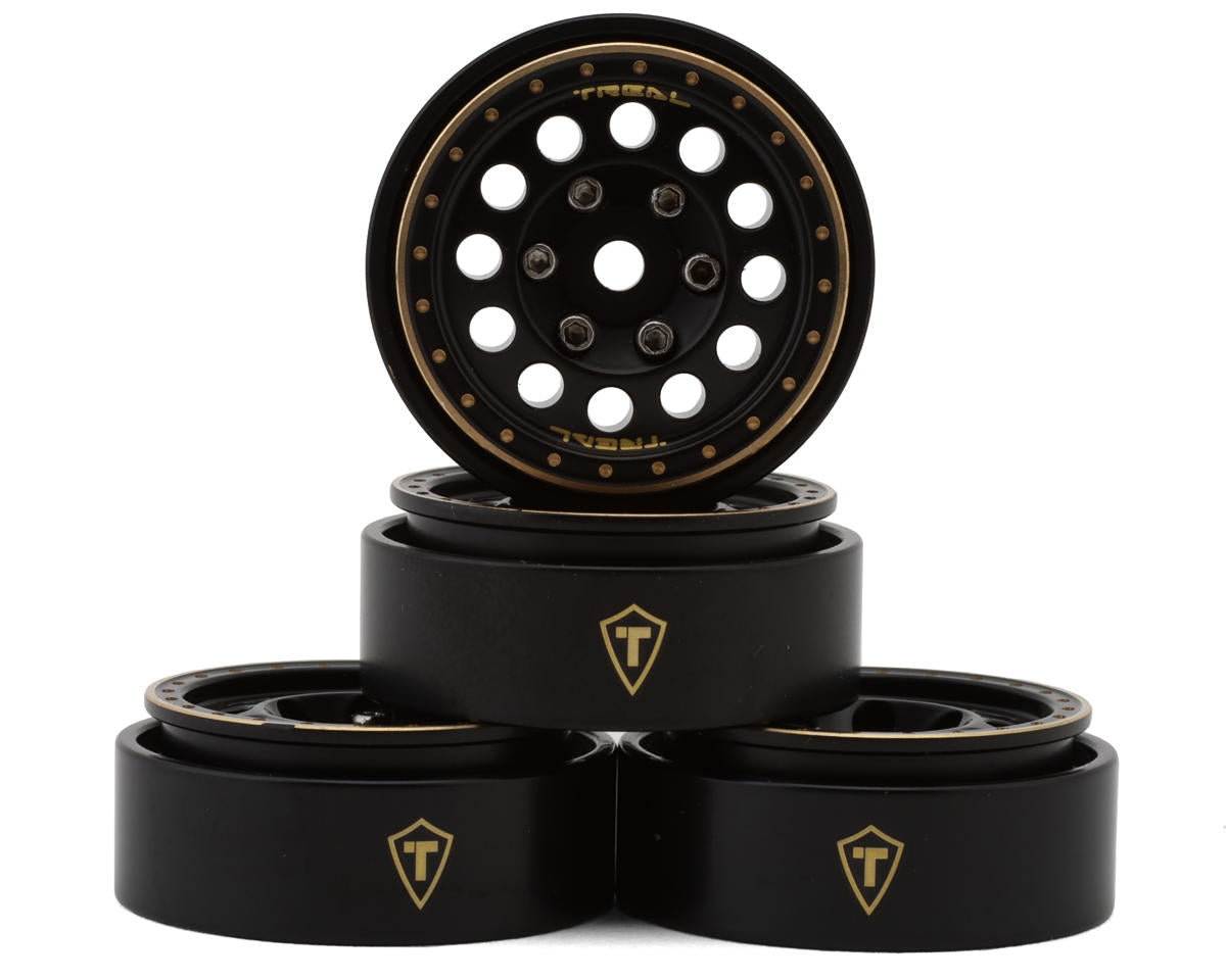 TREAL X0039345J3 TLHTSCX24-140 Type A 1.0" 12-Hole Brass Beadlock Wheels (Black) (4) (40g)