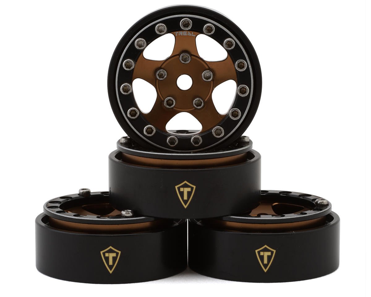 TREAL TSCX24-73 Classic 5-Star 1.0" Beadlock Wheels (Black/Bronze) (4) (22.4g)