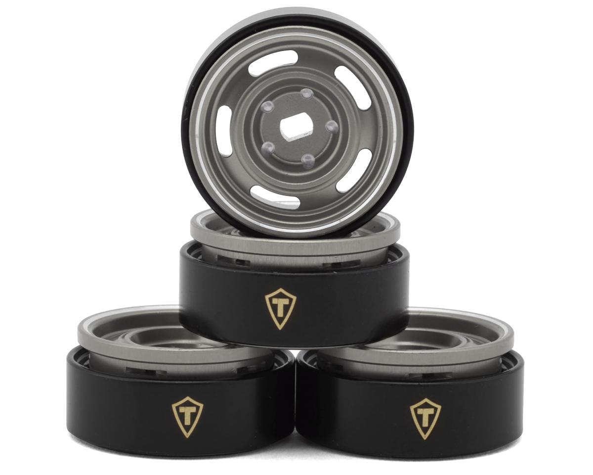 TREAL SCX30-33 0.7" 5-Slot Aluminum Micro Rock Crawler Beadlock Wheels (Grey) (4) (8g ea)