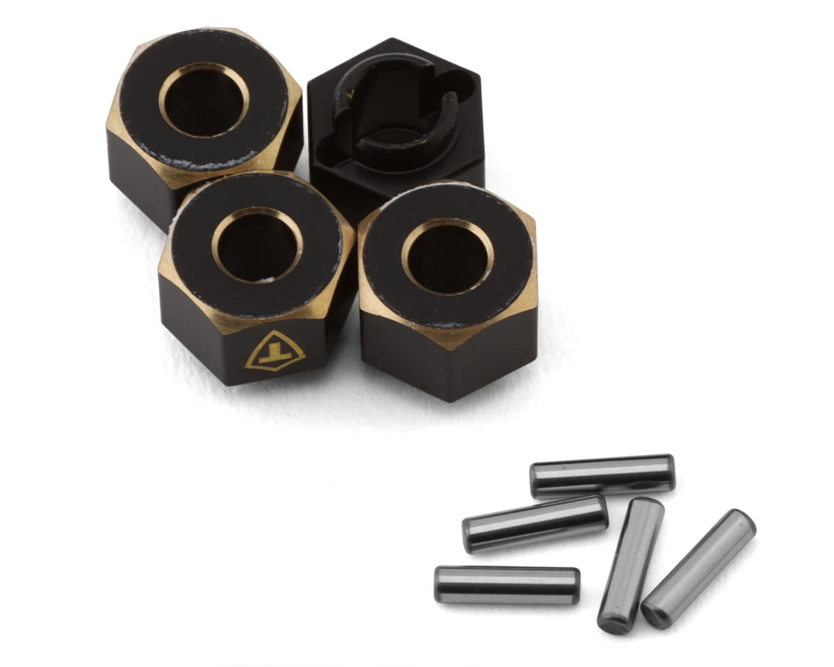 TREAL X003K9N19V TLHTTRX-4M-01 TRX-4M Extended Brass Wheel Hub Hex (Black) (4) (1.3g) (+6mm Offset)