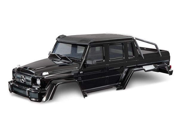 TRAXXAS 9129-BLK Traxxas Body, Mercedes-Benz G 63, complete (gloss black metallic) (includes grille, side mirrors, door handles, windshield wipers, & clipless mounting) (requires #8080X & 8828X inner fenders)