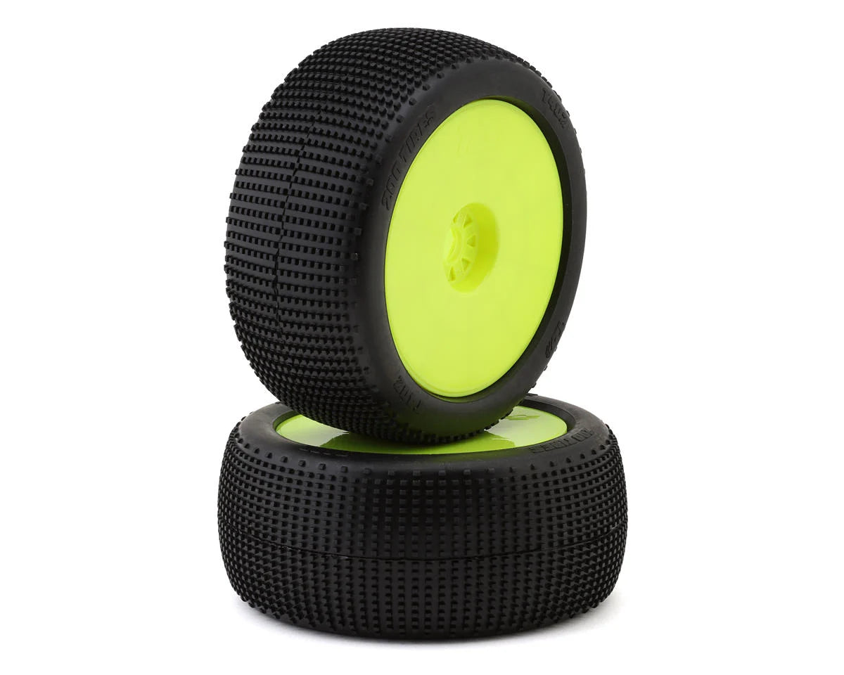 TZO 200 TIRES TZK-T402US-Y 1/8 Truggy Pre-Glued Tire Set (Yellow) (2) (Ultra Clay)