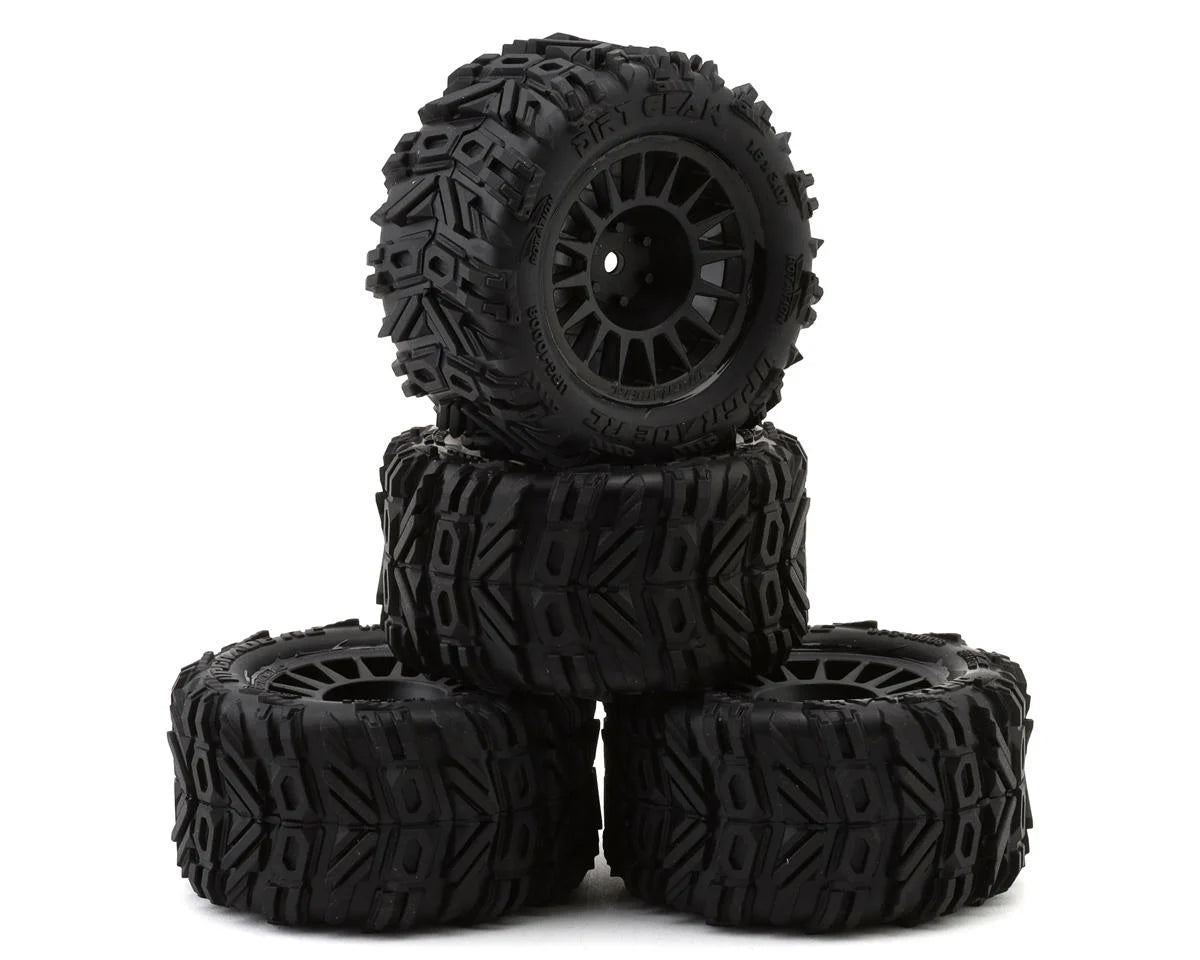UPGRADE RC UPG-10008 Dirt Claw Pre-Mounted BELTED Tires for ARRMA® Granite Grom™ (4)