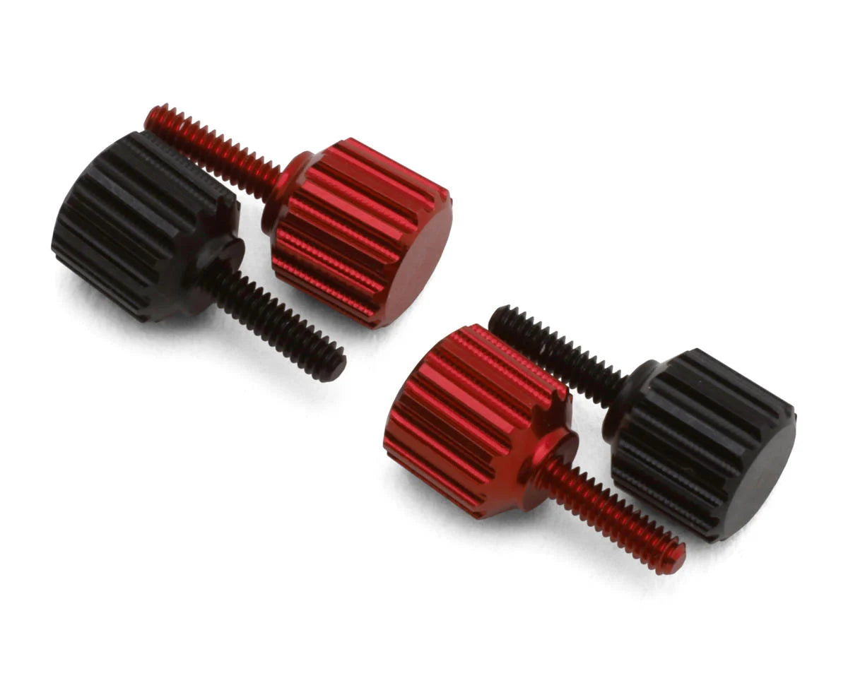 UPGRADE RC UPG-11024 7075 Aluminum 1.4mm Thumbscrews for Losi® Micro-B™ & Micro-T™ (Black/Red) (4)