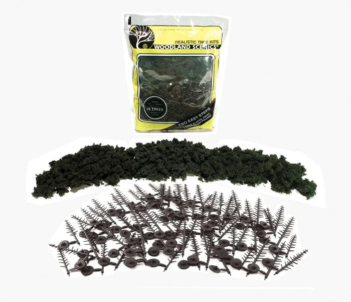 WOODLAND SCENICS TR1105 Realistic Tree Kits Conifer Green - 24/pkg - 4" - 6"