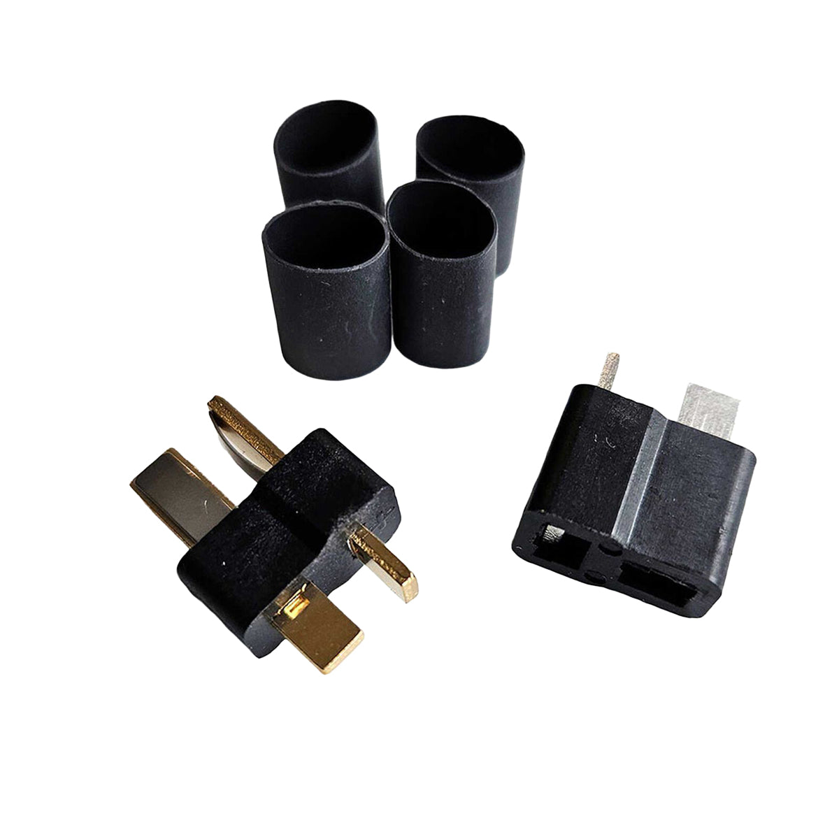 DEANS 1313 Ultra Plug HB, High Temp, Black, Male & Female Pair, with 1/4" Heat Shrink, for 10-12 Gauge Wire