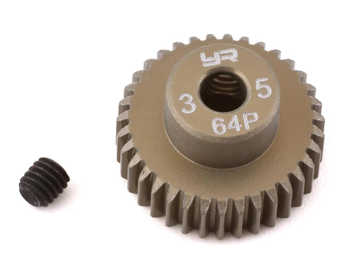 YEAH RACING MG-64035 64P Hard Coated Aluminum Pinion Gear (35T)