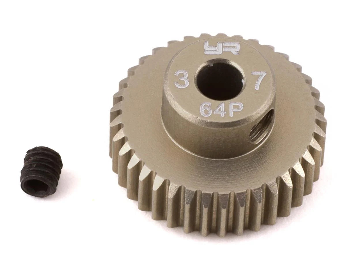 YEAH RACING MG-64037 64P Hard Coated Aluminum Pinion Gear (37T)