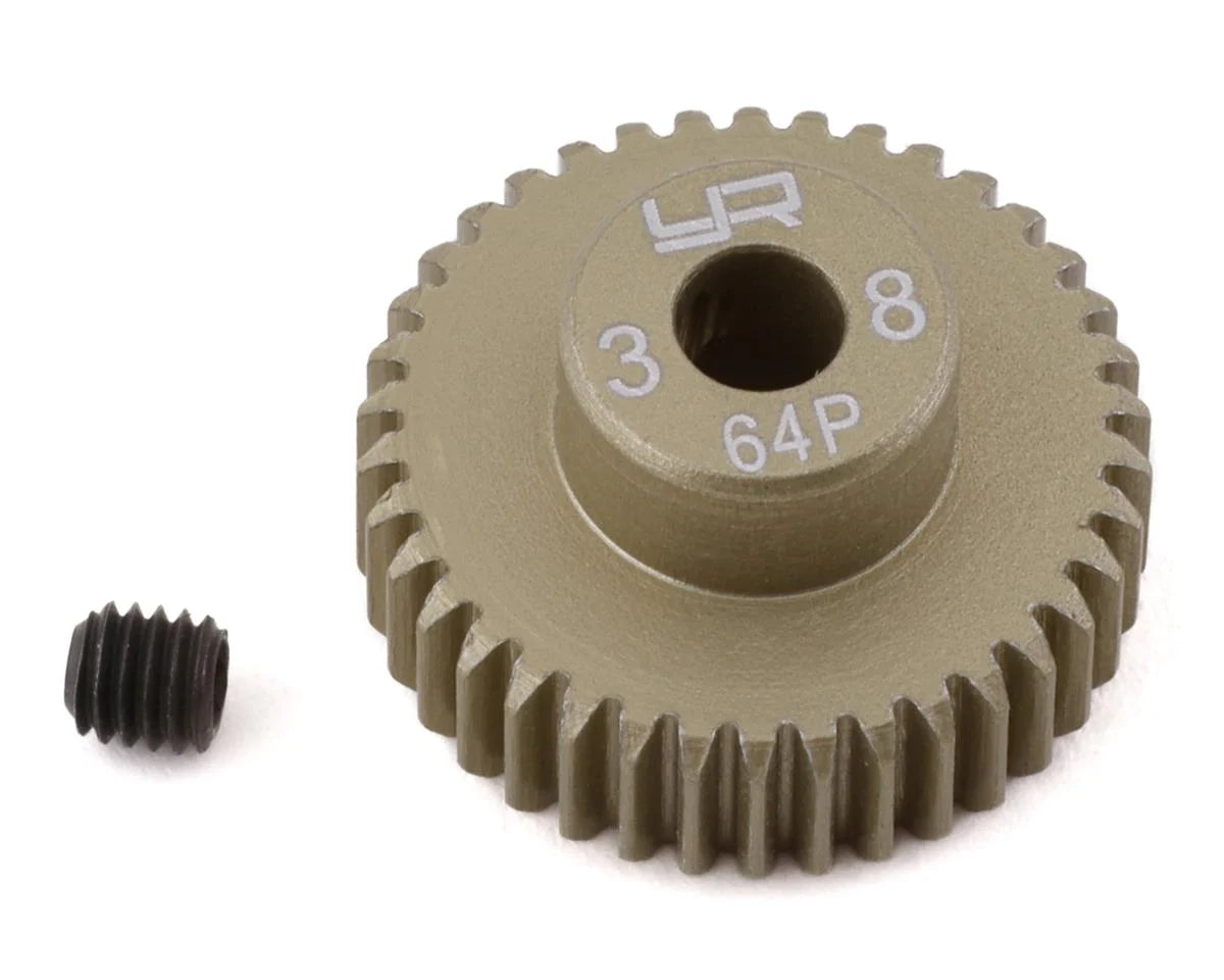 YEAH RACING MG-64038 64P Hard Coated Aluminum Pinion Gear (38T)