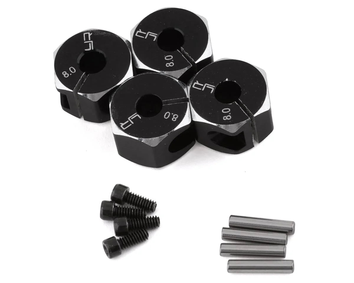 YEAH RACING WA-041BK Aluminum 12mm Hex Adaptor Set (Black) (4) (8mm)