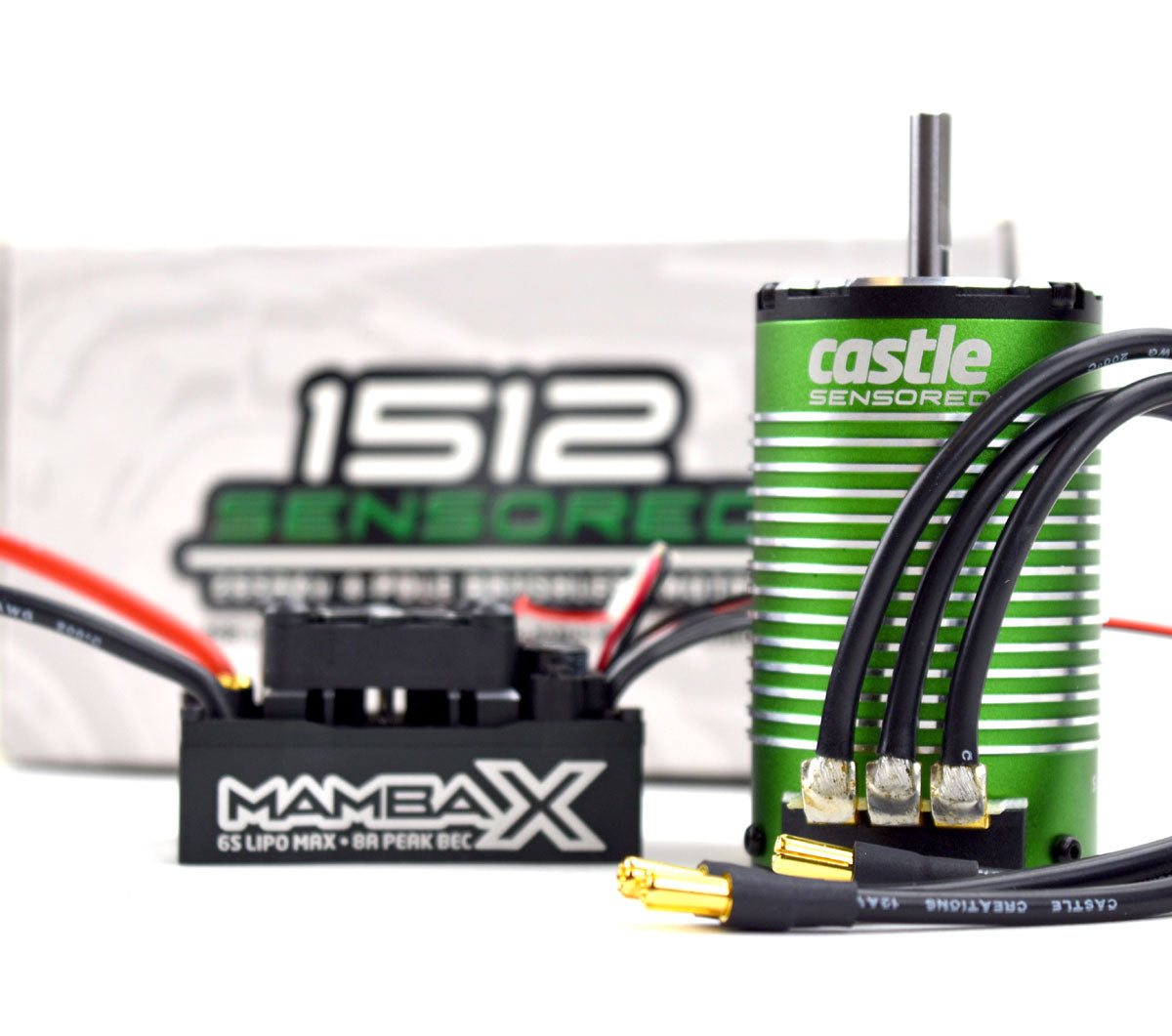 CASTLE 010-0155-06 Mamba X 25.2V Waterproof ESC & 1512-1800KV Sensored Motor, E-Buggy Combo