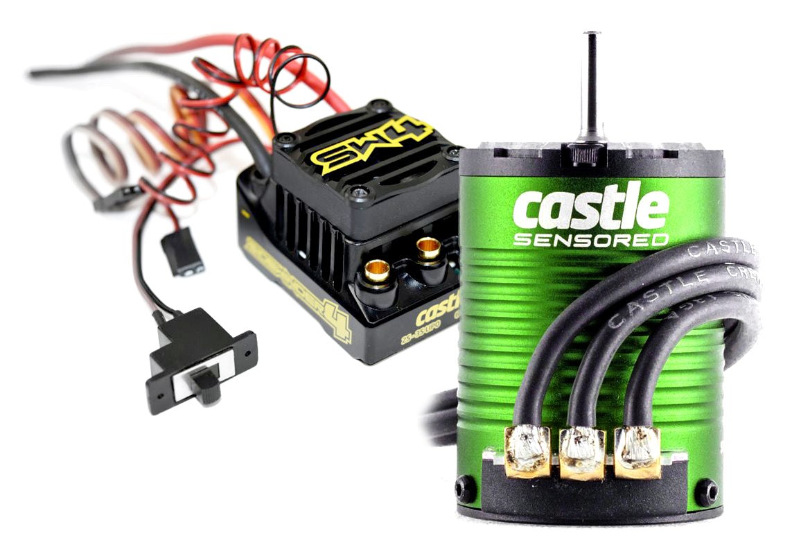 CASTLE 010-0164-05 Sidewinder 4 Waterproof Sensorless ESC, w/ 1410-3800kv Sensored Motor