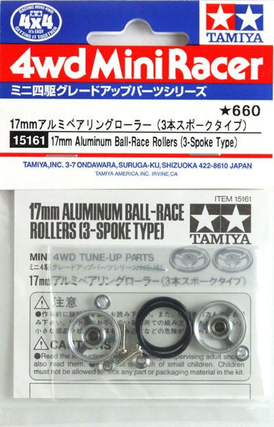 TAMIYA 15161 17mm Aluminum Ball-Race Rollers 3-Spoke Type