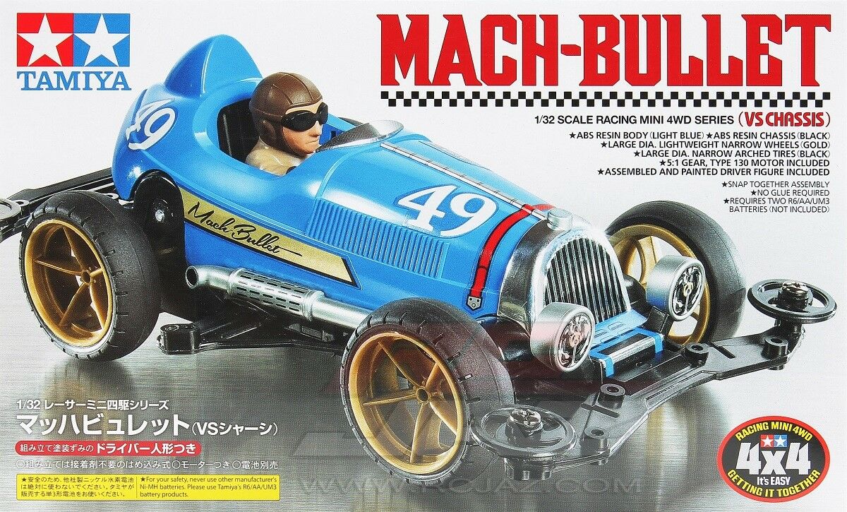 TAMIYA 18091 1/32 Scale Mini 4WD Car Kit VS Chassis JR Mach-Bullet Racer