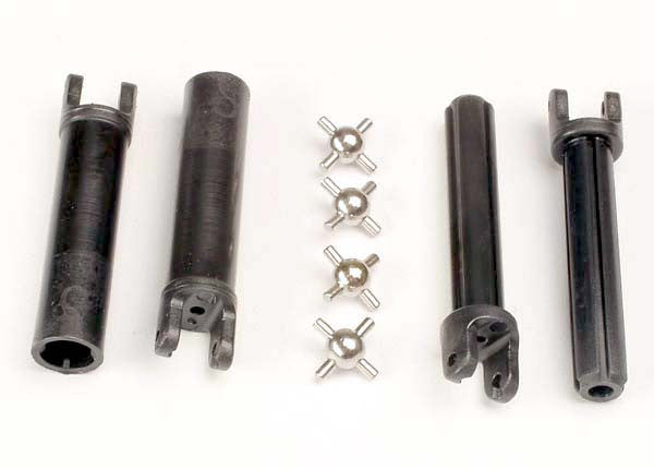 TRAXXAS 1951 Half Shafts, long truck (external-splined (2) & internal-splined (2)/ metal U-joints (4) : SLASH 2WD, STAMPEDE 2WD