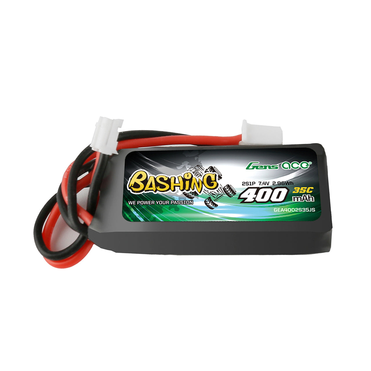 GENS ACE GEA4002S35JS Bashing 400mAh 2S 7.4V 35C Lipo Battery Pack With JST-PHR-2P Plug