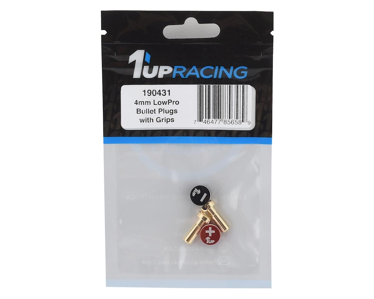 1 UP 190431 Low Profile Bullet Plugs & Grips 4mm Black Red