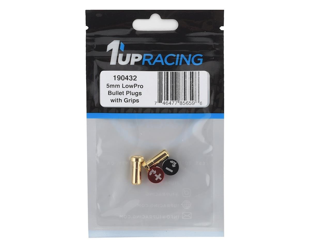 1 UP 190432 Low Profile Bullet Plugs & Grips 5mm Black Red