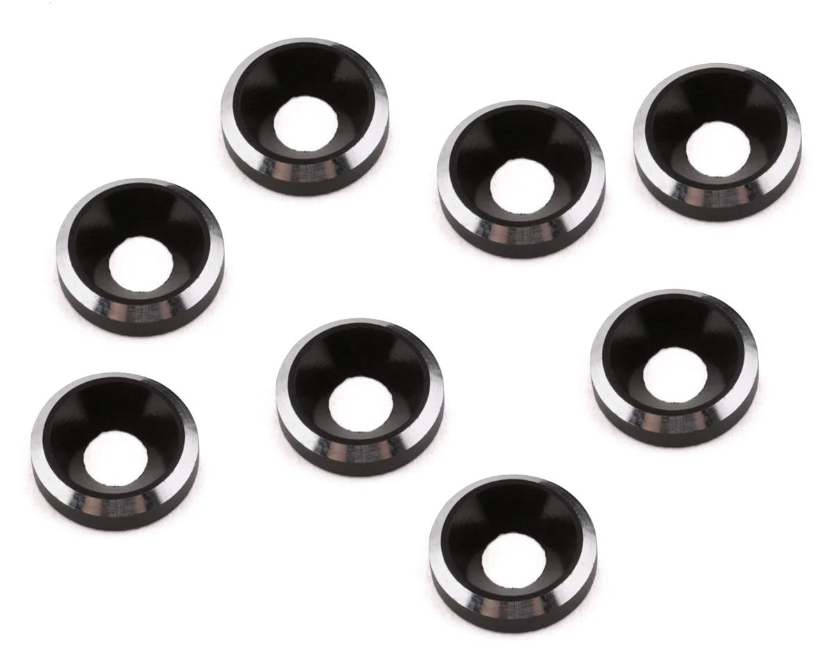 1 UP 81309 3mm Aluminum Countersunk Washers (Black/Silver) (8)