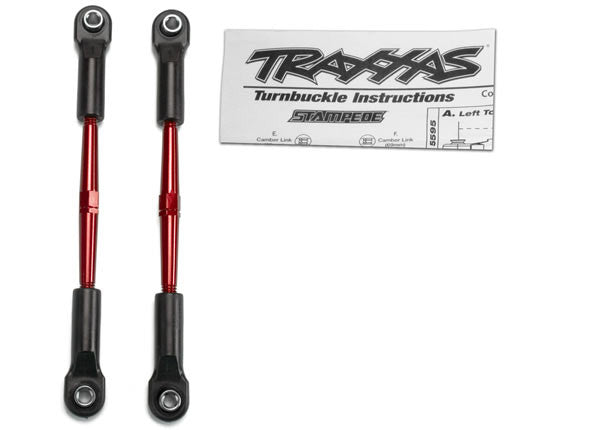 TRAXXAS 2336X Turnbuckles, aluminum (red-anodized), toe links, 61mm (2)(assembled with rod ends & hollow balls) (fits Stampede) (requires 5mm aluminum wrench #5477): STAMPEDE 2WD