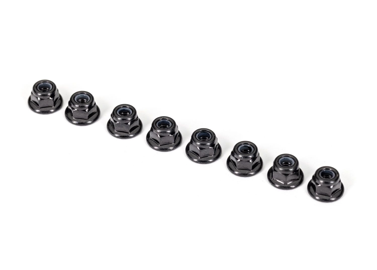 TRAXXAS 2744X Nuts, 3mm nylon locking, flanged, black (8)