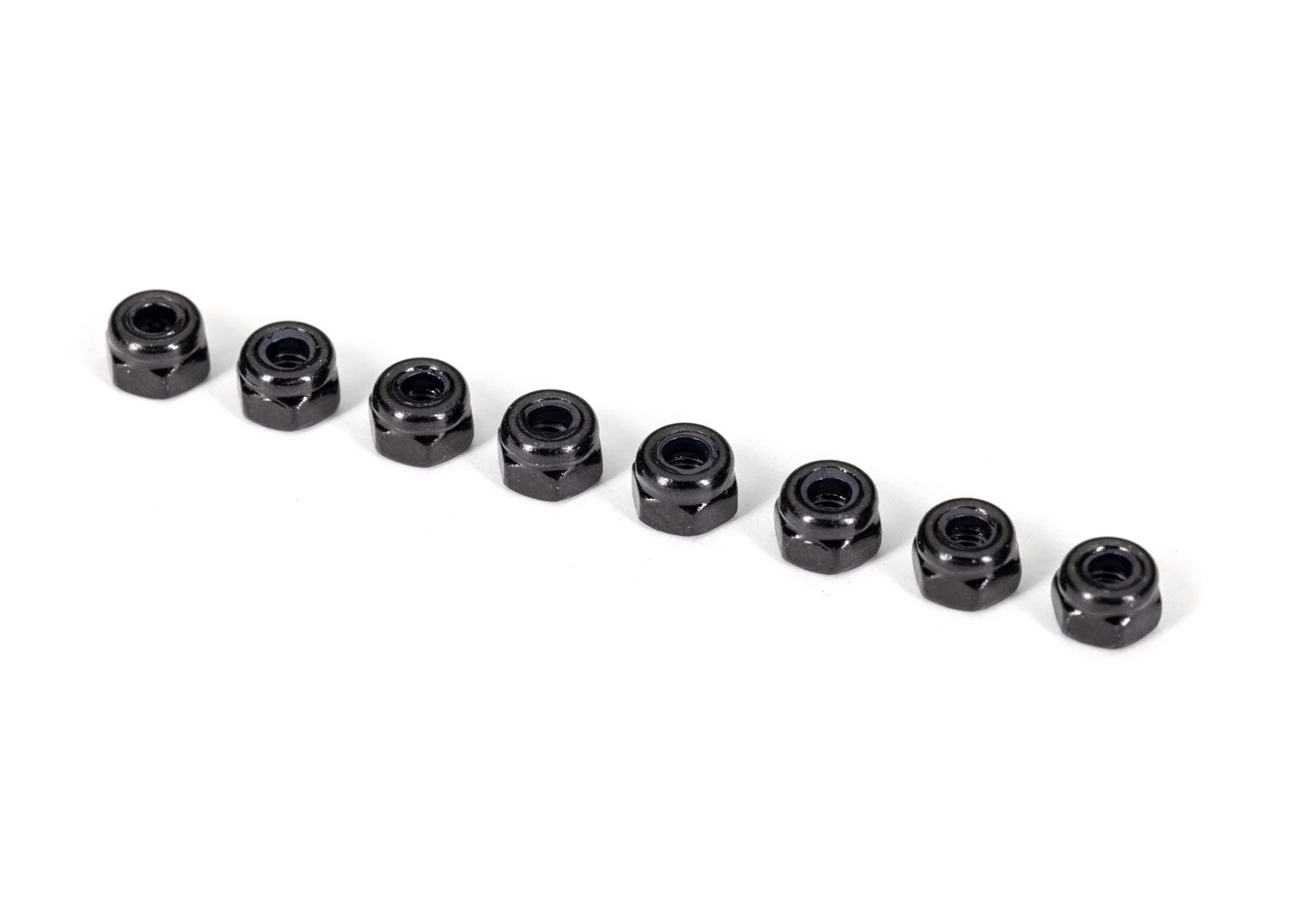 TRAXXAS 2745X Nuts, 3mm nylon locking, black (8)