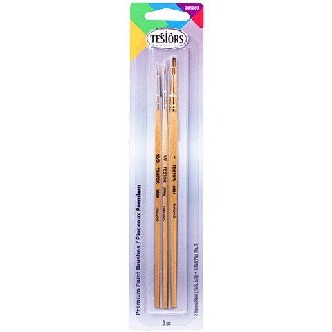 TESTORS 281207 3 Piece Premium Assorted Brush Set