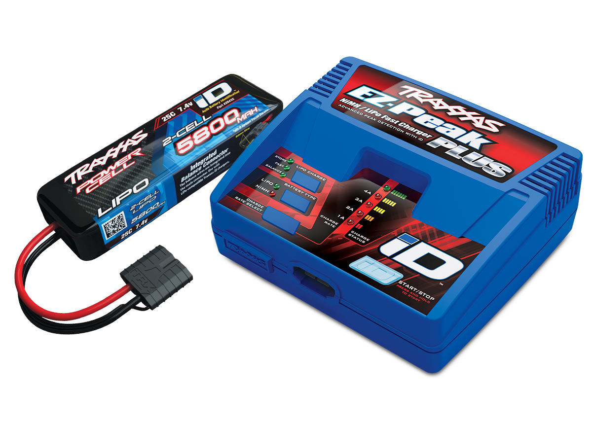 TRAXXAS 2992  Battery/charger completer pack (includes #2970 iD® charger (1), #2843X 5800mAh 7.4V 2-cell 25C LiPo iD® battery (1))