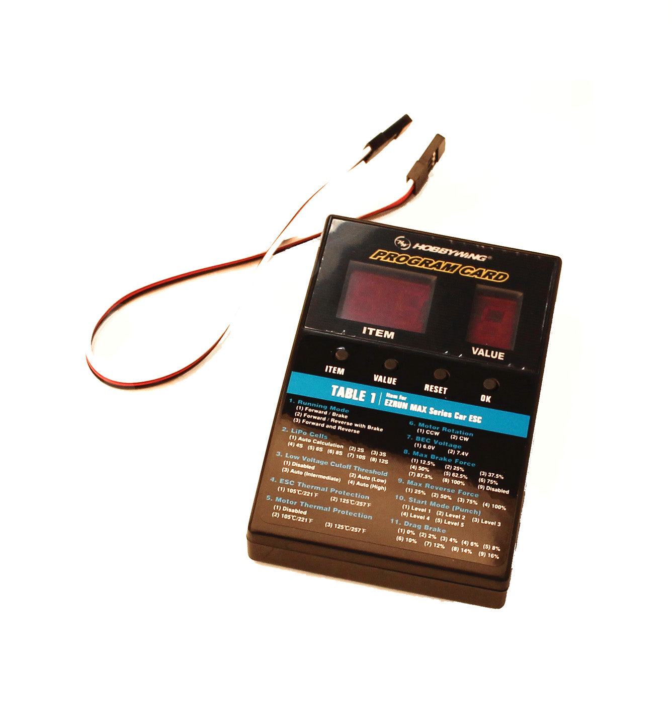 HOBBYWING 30501003 LED Program Card General Use for Cars Boats Air