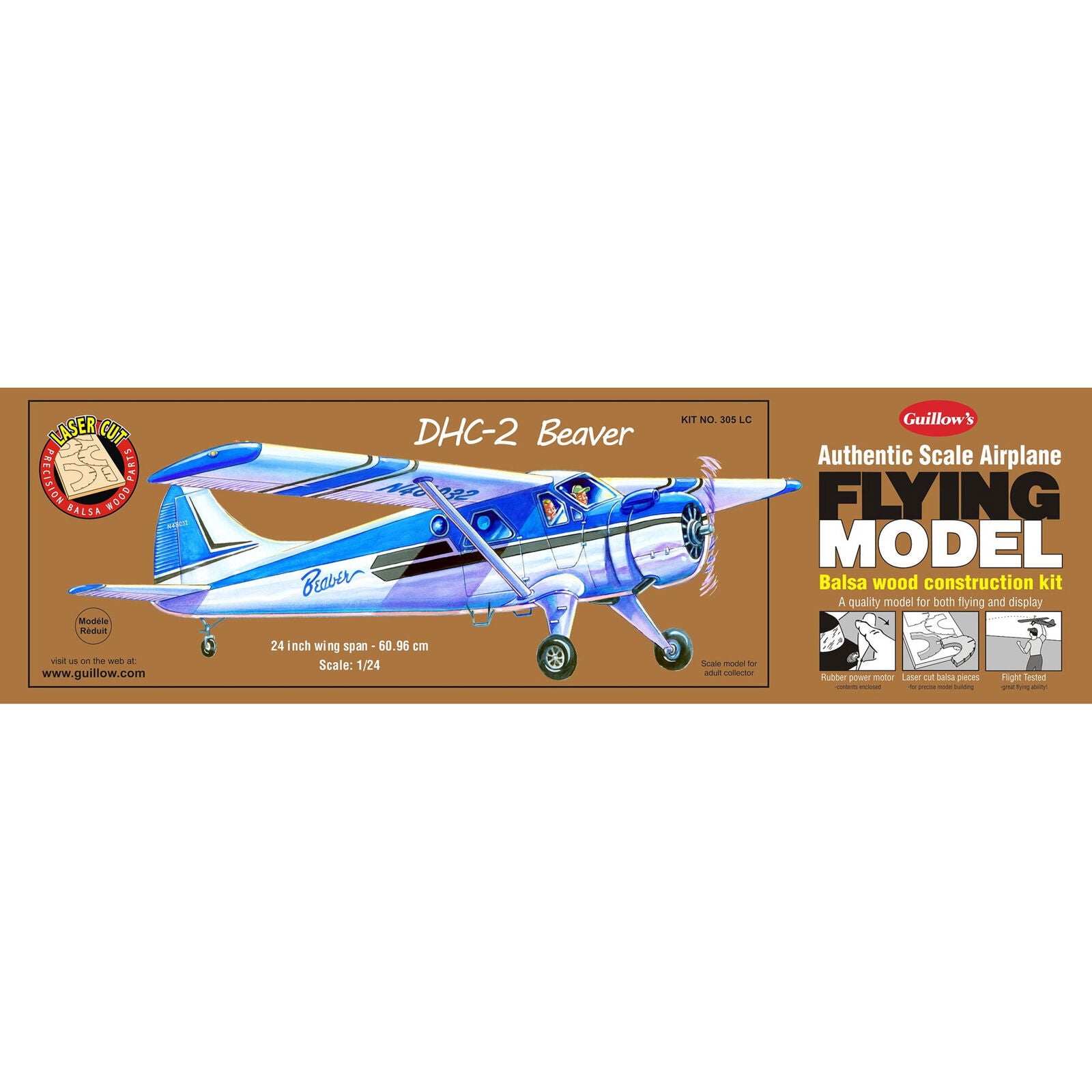 GUILLOWS 305LC DHC-2 Beaver Laser Cut Kit 24"
